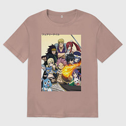 Футболка оверсайз женская Fairy Tail heroes, цвет: пыльно-розовый