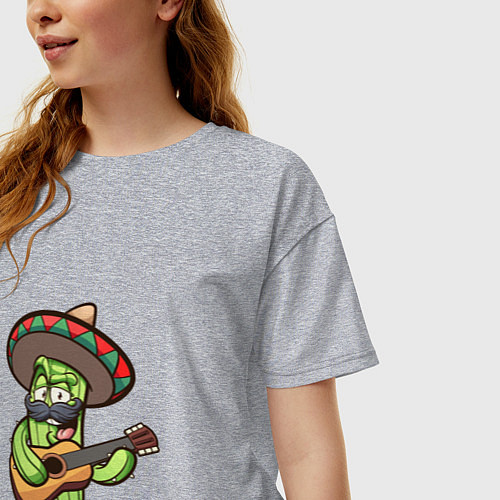 Женская футболка оверсайз Кактус - Мексиканец / Меланж – фото 3
