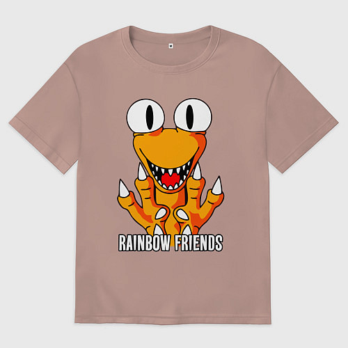 Женская футболка оверсайз Радужные друзья - Оранжевый / Пыльно-розовый – фото 1