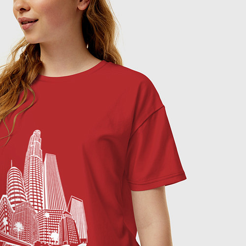 Женская футболка оверсайз Город Лос Анджелес США / Красный – фото 3