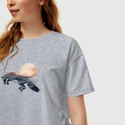 Женская футболка оверсайз Прыгающая Лисичка / Меланж – фото 3
