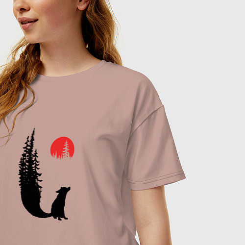 Женская футболка оверсайз Лиса и Луна / Пыльно-розовый – фото 3