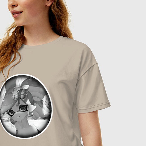 Женская футболка оверсайз Ахегао девушка-фурри / Миндальный – фото 3