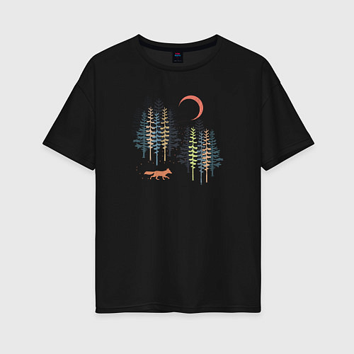 Женская футболка оверсайз Лисий Лес / Черный – фото 1