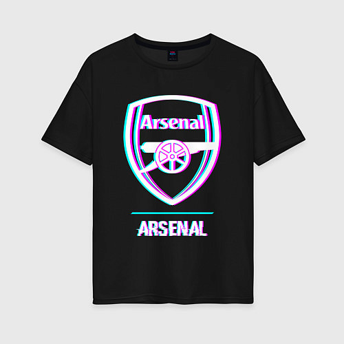 Женская футболка оверсайз Arsenal FC в стиле glitch / Черный – фото 1