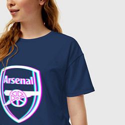 Футболка оверсайз женская Arsenal FC в стиле glitch, цвет: тёмно-синий — фото 2