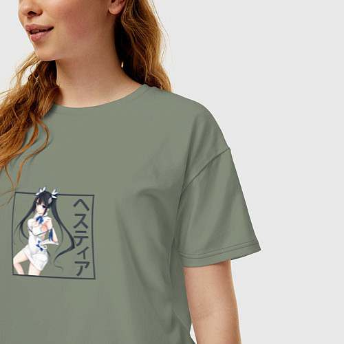 Женская футболка оверсайз Красотка Гестия / Авокадо – фото 3