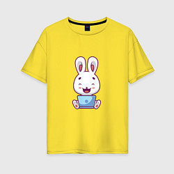Футболка оверсайз женская Весёлый кролик, цвет: желтый