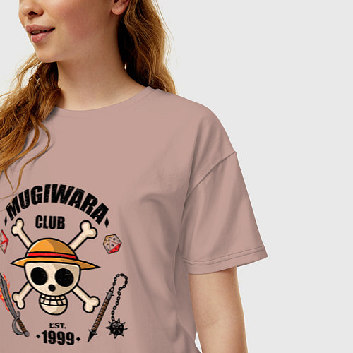 Женская футболка оверсайз Mugiwara club / Пыльно-розовый – фото 3