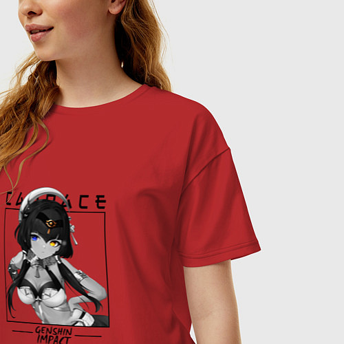 Женская футболка оверсайз Кандакия в квадрате / Красный – фото 3