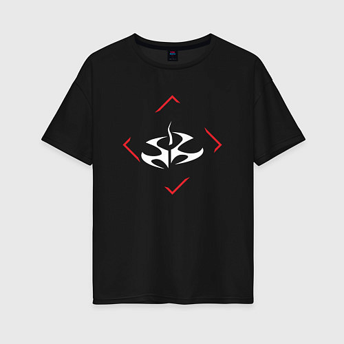 Женская футболка оверсайз Символ Hitman в красном ромбе / Черный – фото 1