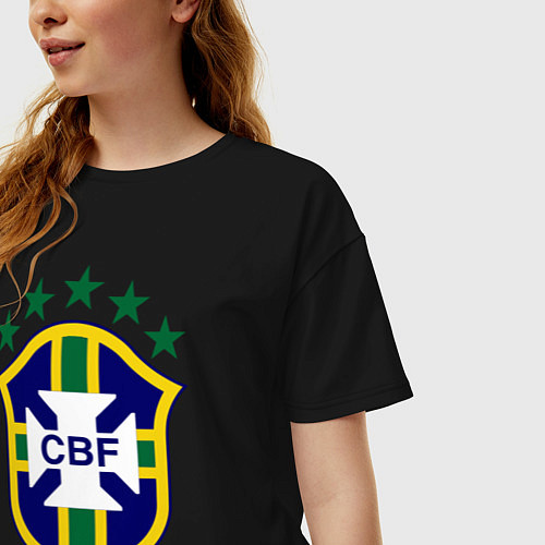 Женская футболка оверсайз Brasil CBF / Черный – фото 3
