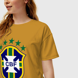 Футболка оверсайз женская Brasil CBF, цвет: горчичный — фото 2