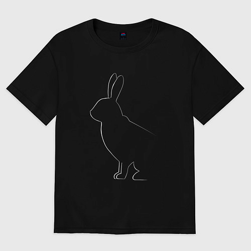 Женская футболка оверсайз Силуэт кролика / Черный – фото 1
