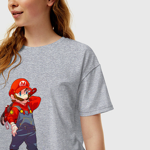 Женская футболка оверсайз Марио на стиле / Меланж – фото 3
