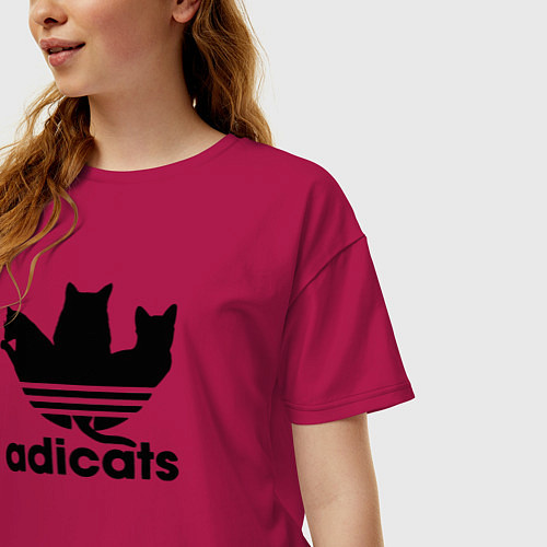 Женская футболка оверсайз Adicats / Маджента – фото 3