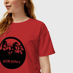 Футболка оверсайз женская Bon Jovi rock, цвет: красный — фото 2