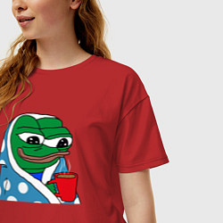 Футболка оверсайз женская Frog Pepe мем, цвет: красный — фото 2