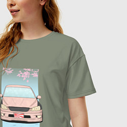 Футболка оверсайз женская Toyota Altezza stance, цвет: авокадо — фото 2