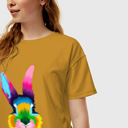 Футболка оверсайз женская Радужный кролик, цвет: горчичный — фото 2