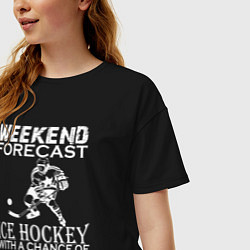 Футболка оверсайз женская Прогноз на выходные - хоккей и выпить, цвет: черный — фото 2