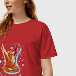 Футболка оверсайз женская Лиса в огне, цвет: красный — фото 2