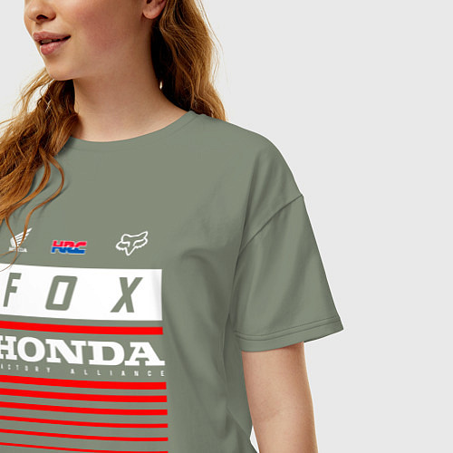 Женская футболка оверсайз Honda racing / Авокадо – фото 3