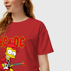 Футболка оверсайз женская AC DC Барт Симпсон, цвет: красный — фото 2
