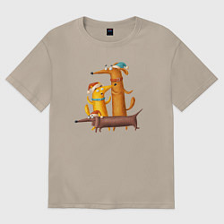 Футболка оверсайз женская Три таксы, цвет: миндальный