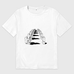 Футболка оверсайз женская Человек бензопила - Космонавты, цвет: белый