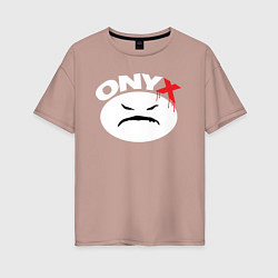 Футболка оверсайз женская Onyx logo white, цвет: пыльно-розовый