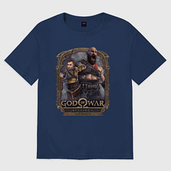Футболка оверсайз женская Атрей и Кратос GoW Ragnarok, цвет: тёмно-синий