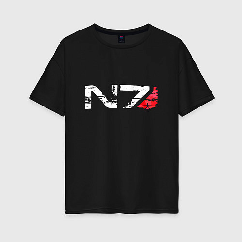 Женская футболка оверсайз Mass Effect N7 - Logotype / Черный – фото 1