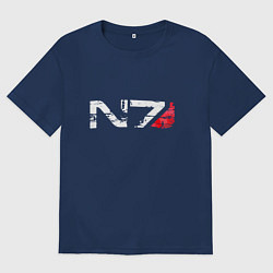 Футболка оверсайз женская Mass Effect N7 - Logotype, цвет: тёмно-синий