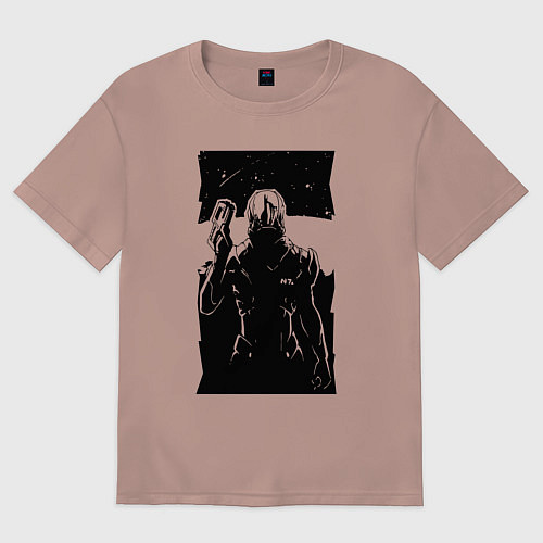 Женская футболка оверсайз Mass Effect N7 - Warrior / Пыльно-розовый – фото 1