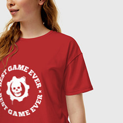 Футболка оверсайз женская Символ Gears of War и круглая надпись best game ev, цвет: красный — фото 2