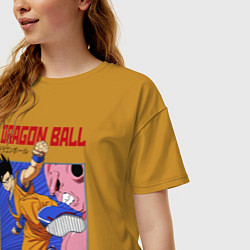 Футболка оверсайз женская Dragon Ball - Сон Гоку - Удар, цвет: горчичный — фото 2