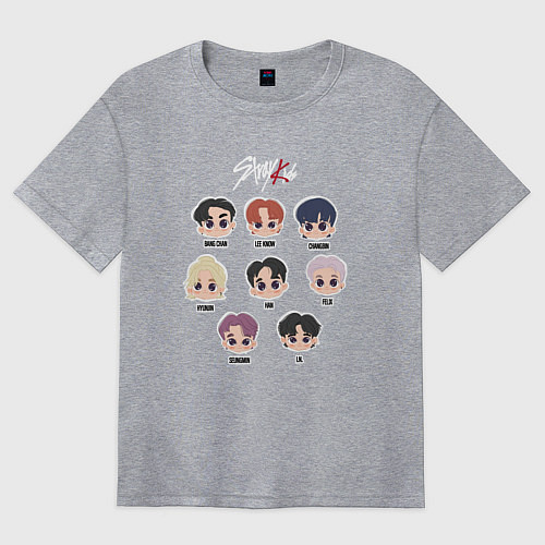 Женская футболка оверсайз Stray Kids Chibi / Меланж – фото 1
