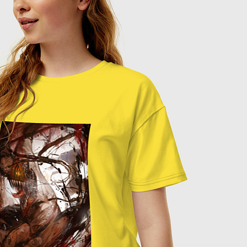 Женская футболка оверсайз Человек бензопила в режиме берсерка / Желтый – фото 3
