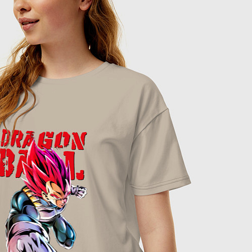 Женская футболка оверсайз Жемчуг Дракона - Вегета / Миндальный – фото 3