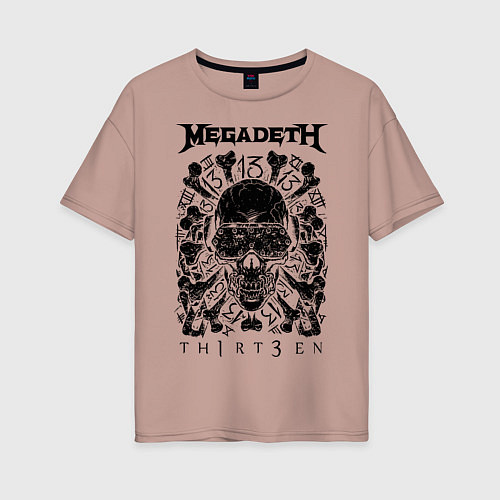 Женская футболка оверсайз Megadeth Thirteen / Пыльно-розовый – фото 1