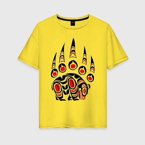 Женская футболка оверсайз Индийский медвежий след / Желтый – фото 1