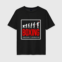 Футболка оверсайз женская Boxing evolution its revolution, цвет: черный