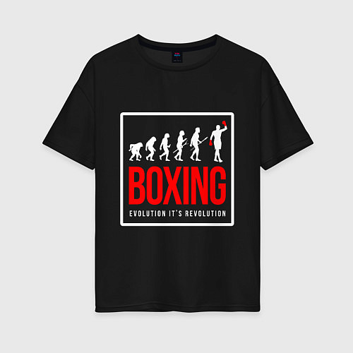 Женская футболка оверсайз Boxing evolution its revolution / Черный – фото 1