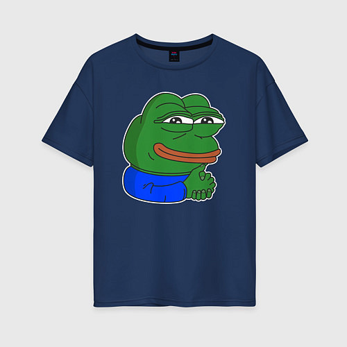 Женская футболка оверсайз Лягушонок Пепе хитрый / Тёмно-синий – фото 1