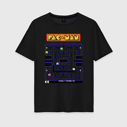 Женская футболка оверсайз Pac-Man на ZX-Spectrum / Черный – фото 1
