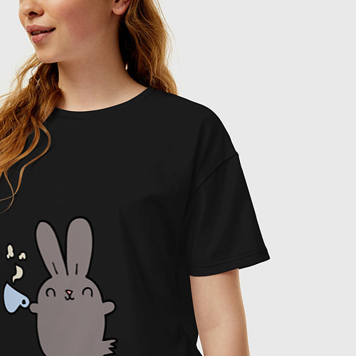 Женская футболка оверсайз Чайный кролик / Черный – фото 3