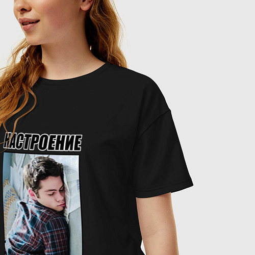 Женская футболка оверсайз Настроение Стайлз Стилински / Черный – фото 3