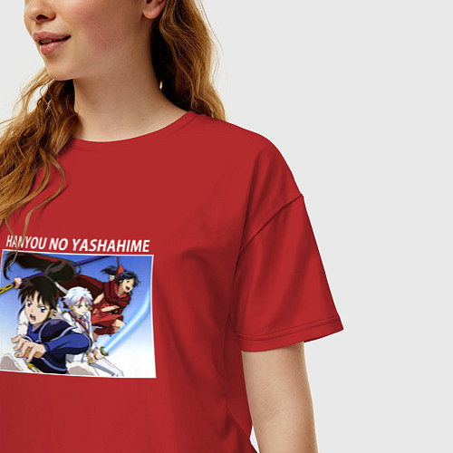 Женская футболка оверсайз Ясяхимэ Принцесса полудемон арт / Красный – фото 3