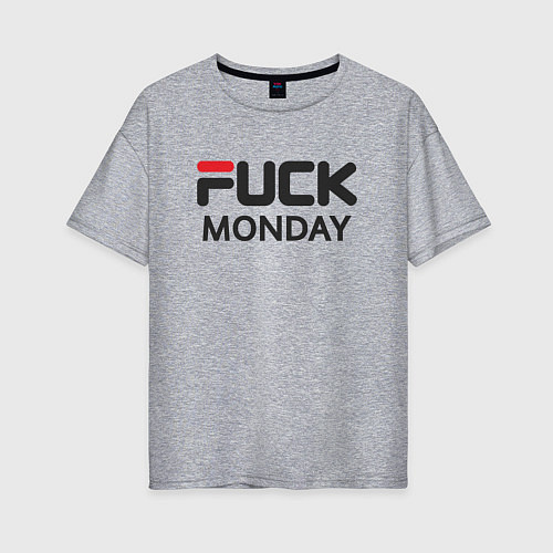 Женская футболка оверсайз Fuck monday, anti-brand, fila / Меланж – фото 1